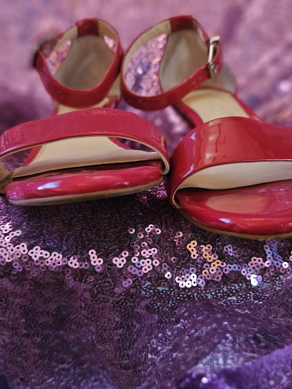 Gianni Bini Red Patent Ankle-Strap Heels - Picture 8 of 9
